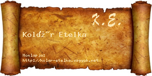 Kolár Etelka névjegykártya