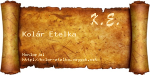 Kolár Etelka névjegykártya